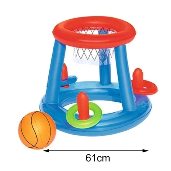 ☀H2OGO! Pool Play Game Center Inflatable Water Floating Basketball Ring Toss Set - Picture 4 of 7